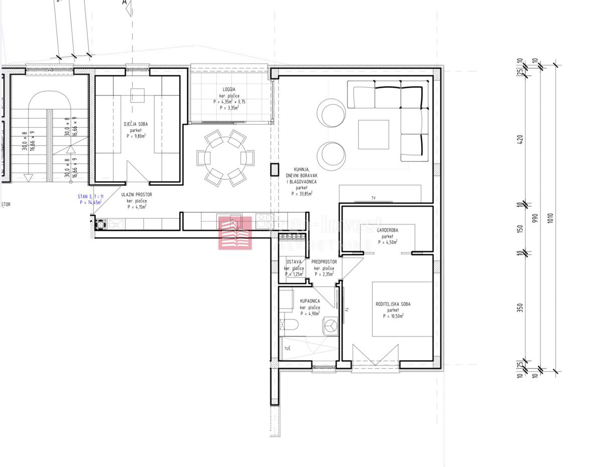 Appartamento Centar, Slavonski Brod, 74,45m2