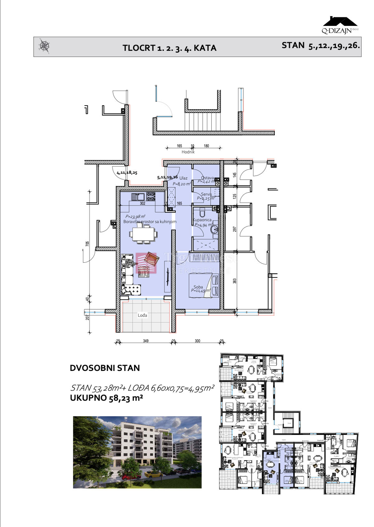 Appartamento Centar, Slavonski Brod, 58,23m2
