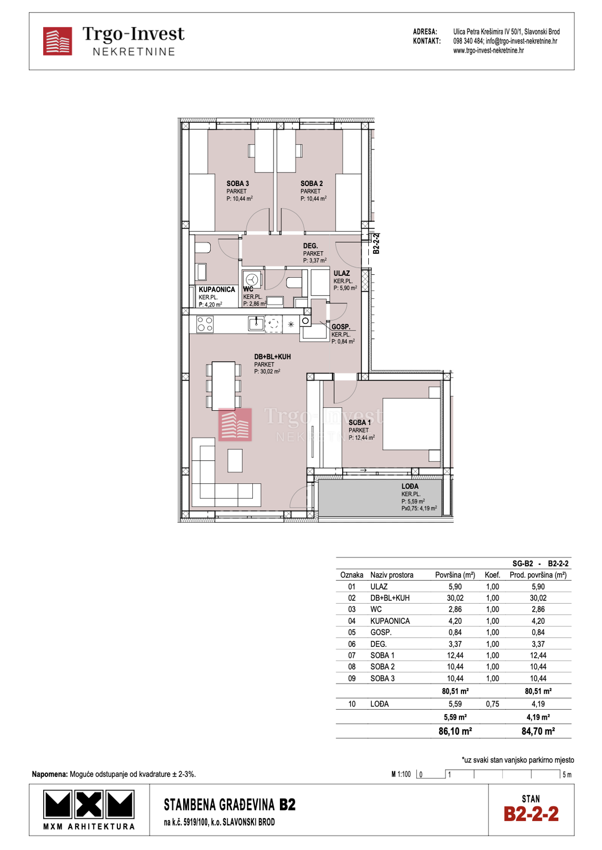 Appartamento Livada, Slavonski Brod, Josipa Bašića, Slavonski Brod , 84,70m2