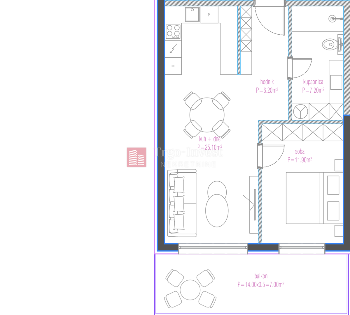 Appartamento Centar, Slavonski Brod, 57,40m2