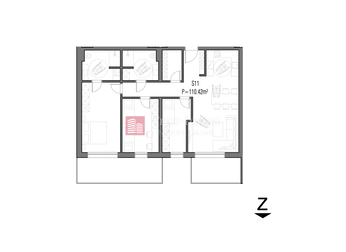 Appartamento Centar, Slavonski Brod, 110,42m2