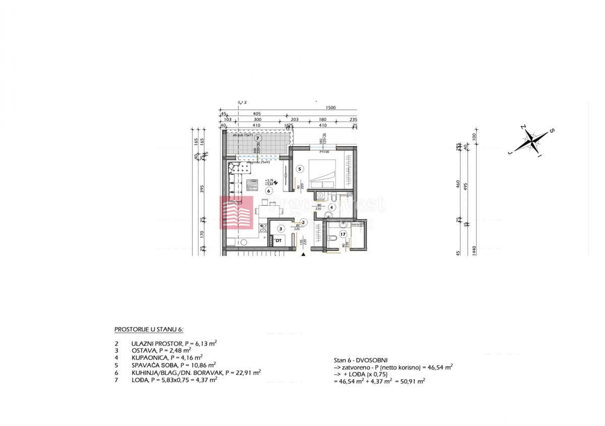Appartamento Livada, Slavonski Brod, 50,91m2