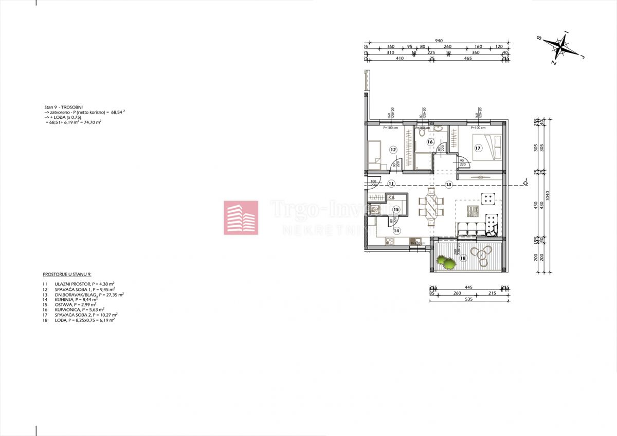 Appartamento Lutvinka, Slavonski Brod, 74,70m2