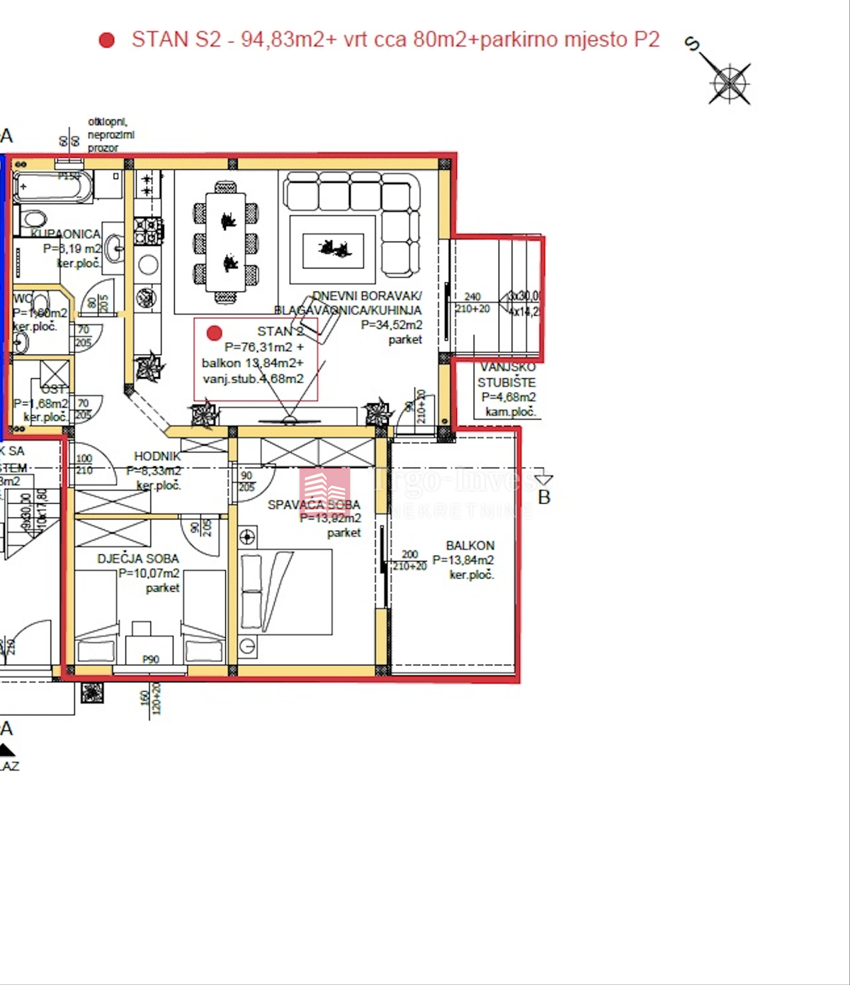 Appartamento Privlaka, 94,83m2