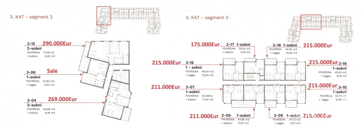 Appartamenti al 3° piano di un edificio dotato di ascensore e garage a Umago.