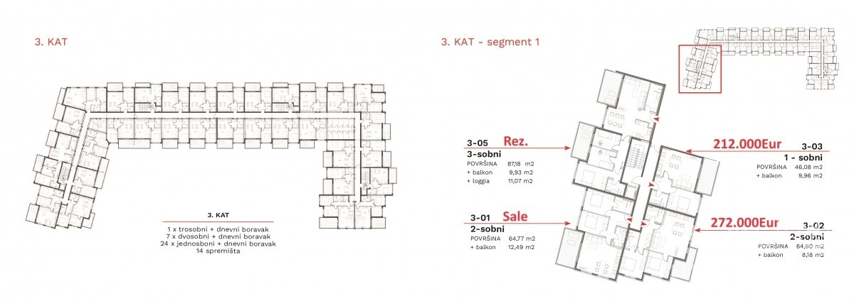 Appartamenti al 3° piano di un edificio dotato di ascensore e garage a Umago.