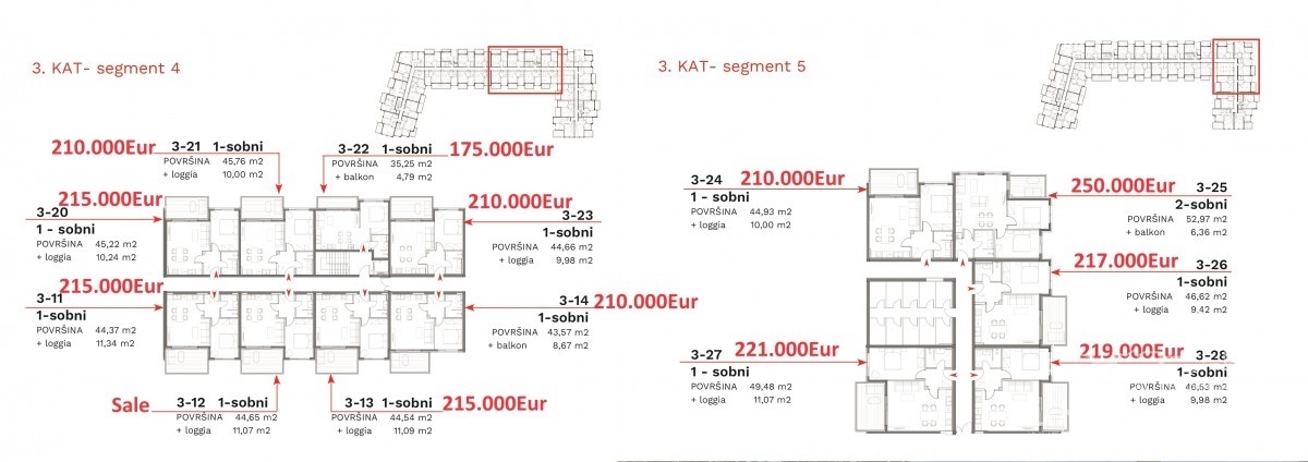 Appartamenti al 3° piano di un edificio dotato di ascensore e garage a Umago.
