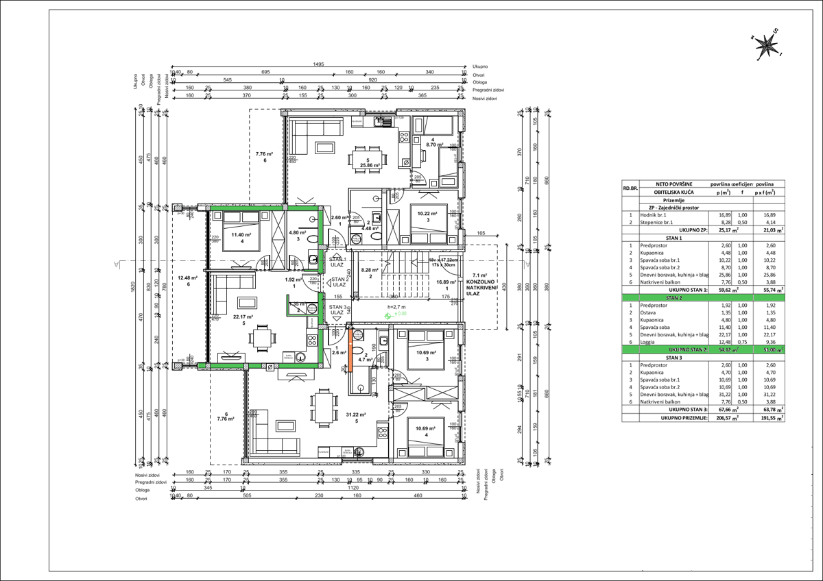 Žminj, appartamento nuova costruzione 54.12 mq - S2