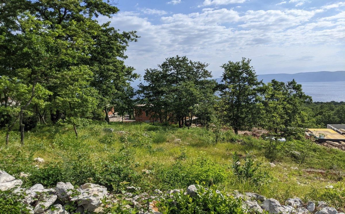 Labin, terreno con concessione edilizia di 1236 mq, vista mare,