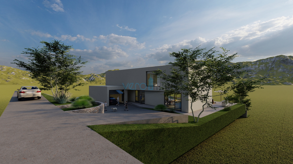 Città di Krk, dintorni, villa dal design ultramoderno, piscina, vista mare, in vendita