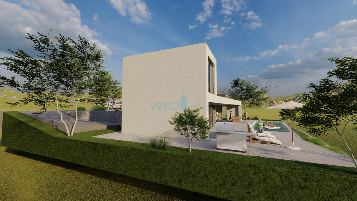 Città di Krk, dintorni, villa dal design ultramoderno, piscina, vista mare, in vendita