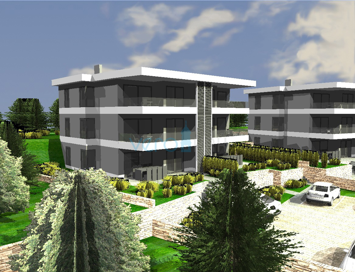 Omišalj, isola di Krk, nuova costruzione, appartamento bilocale al piano terra, giardino, seconda fila dal mare, vendita