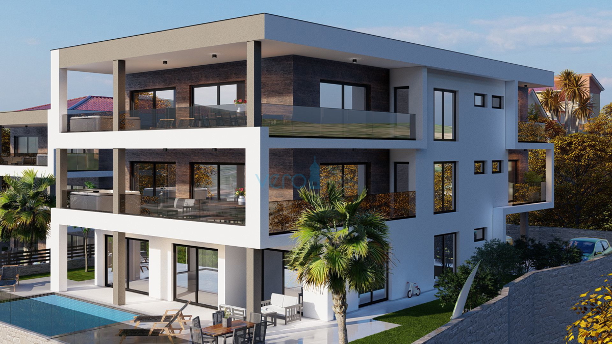 Vrbnik, isola di Krk, appartamento 162 m2, piscina, palestra, giardino, vendita