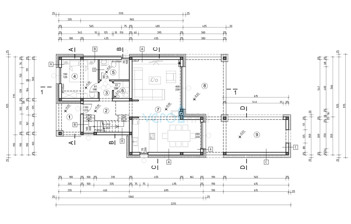 Città di Krk, terreno edificabile 806m2, vista panoramica, documentazione di progetto, ottima posizione, vendita