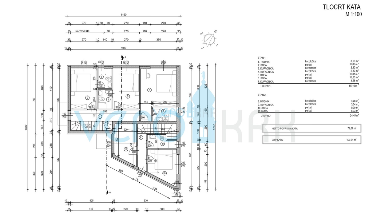 Malinska, centro, nuova costruzione, villa bifamiliare con piscina, vista mare, giardino, vendita
