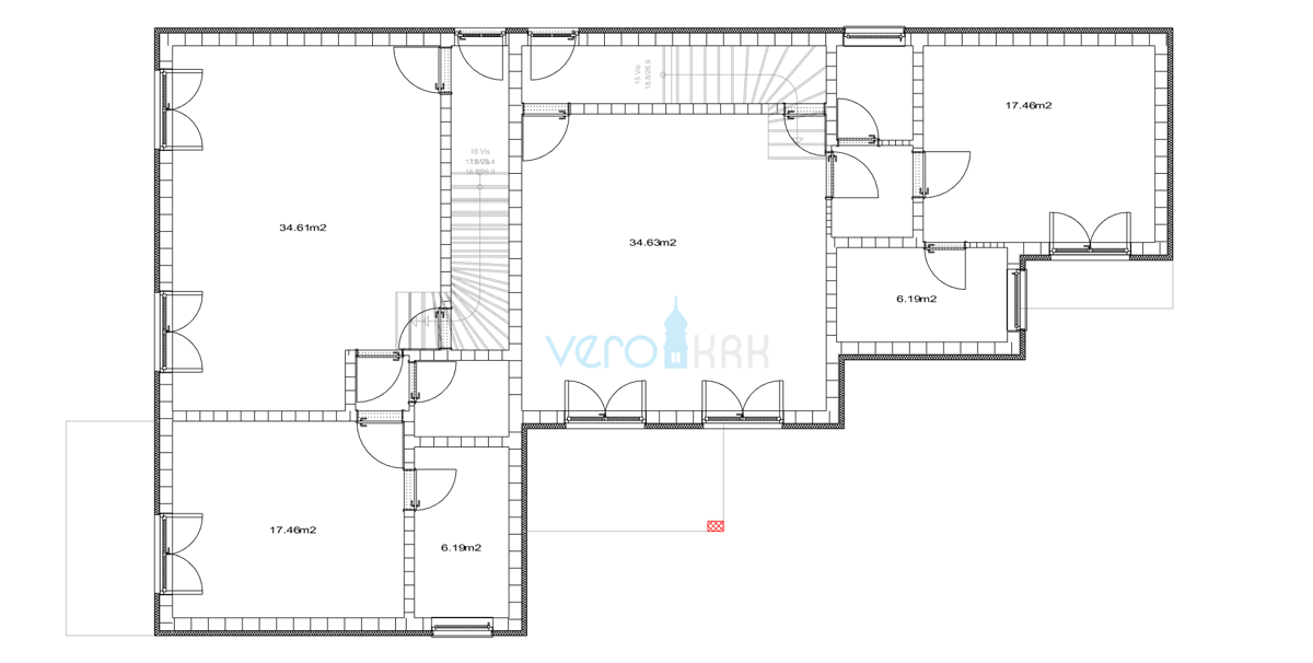 Isola di Krk, parte ovest dell'isola, Milohnić, terreno con progetto per costruzione, 1654 m2 in ottima posizione, vendita