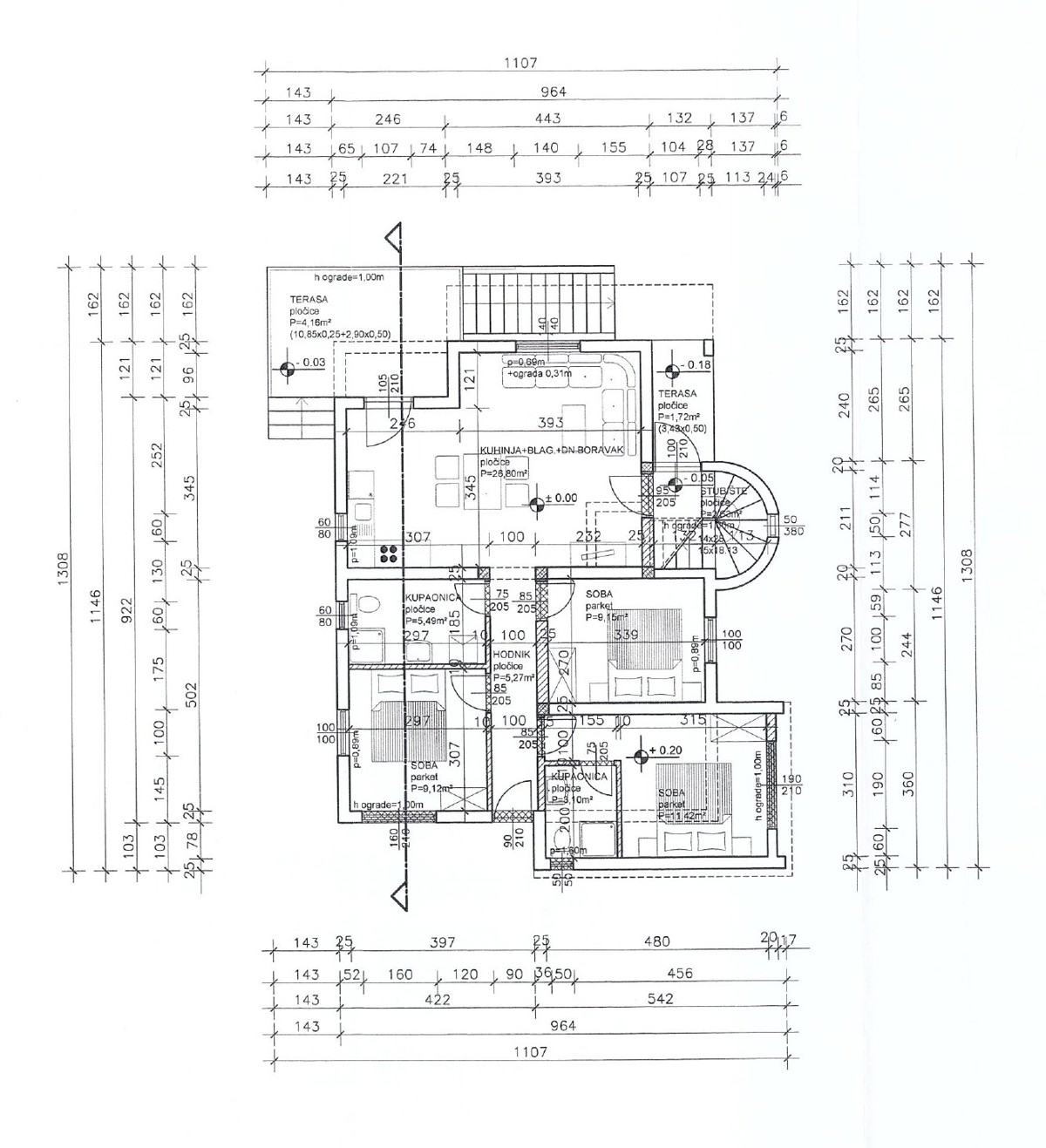 Malinska, otok Krk, villa indipendente con 4 appartamenti, vista, giardino, vendita