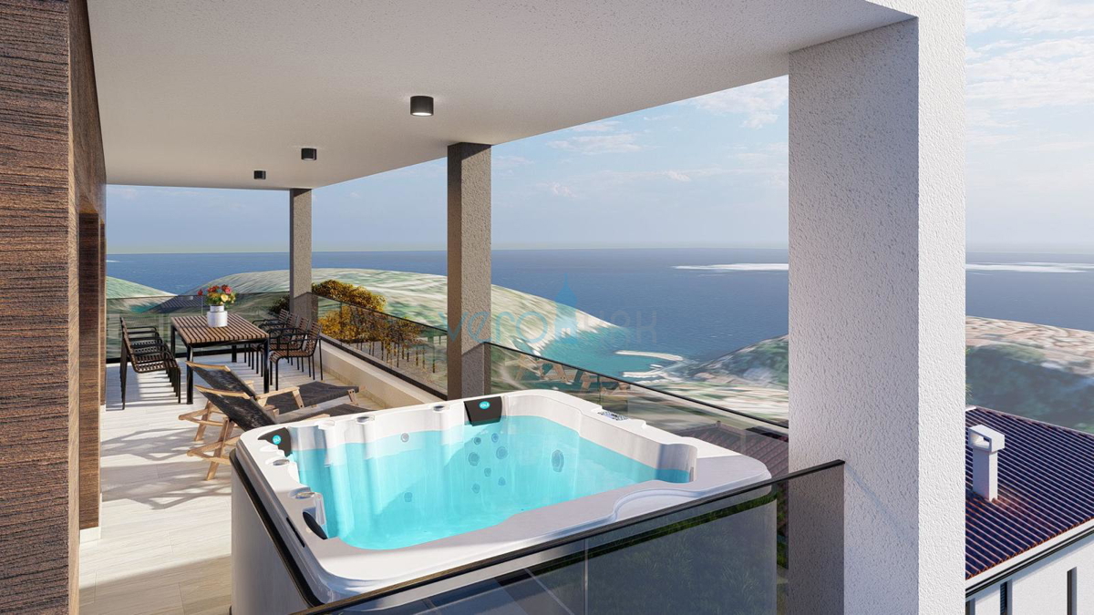 Vrbnik, isola di Krk, appartamento 175 m2, 1° piano, terrazza 40 m2, vendita