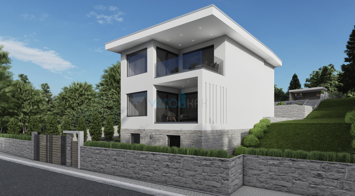 Rijeka, Kostrena, Villa indipendente con permesso di costruzione per una casa a due piani con piscina, in vendita