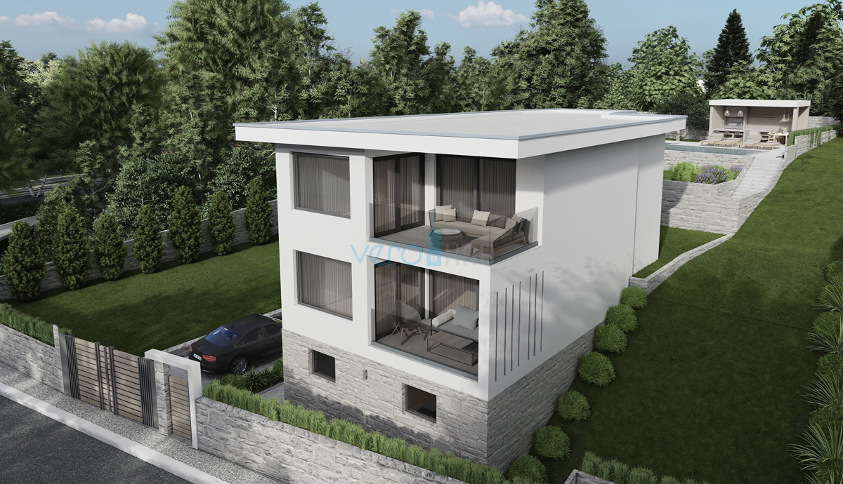 Rijeka, Kostrena, Villa indipendente con permesso di costruzione per una casa a due piani con piscina, in vendita
