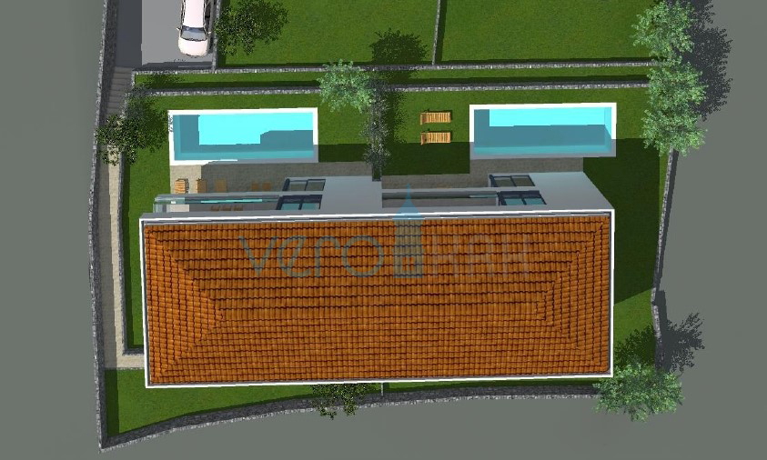 Isola di Krk, Malinska, nuova costruzione, casa moderna con piscina, giardino, vista, vendita