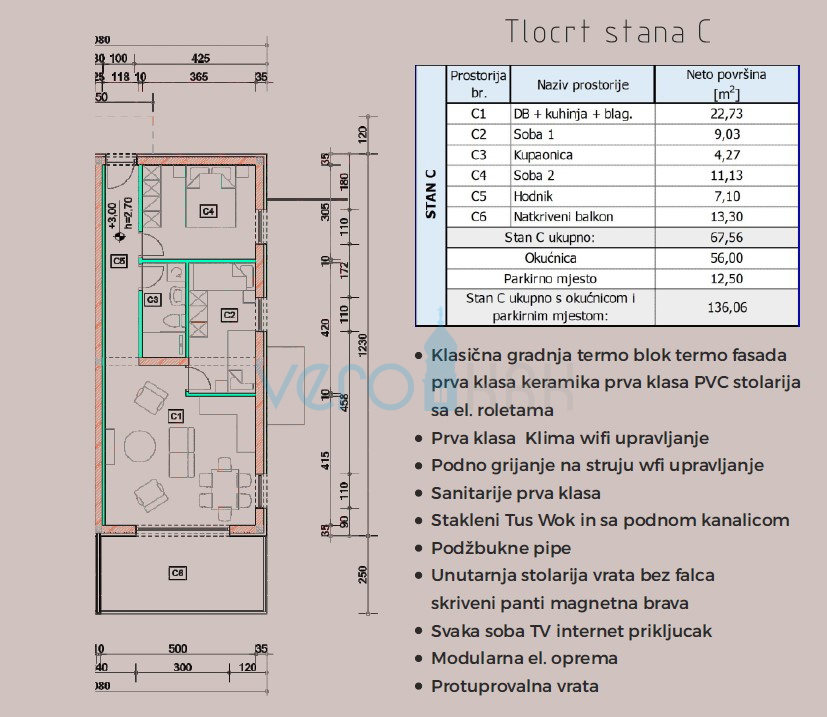 Isola di Krk, Omišalj, Appartamento al primo piano con vista mare, giardino, a 170 m dal mare, vendita