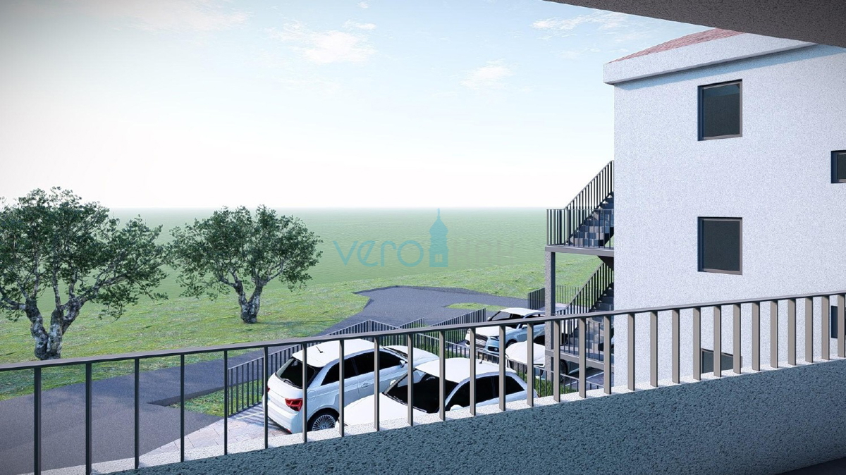 Bai Soline, isola di Krk, appartamento bilocale al piano, vista, nuova costruzione, in vendita
