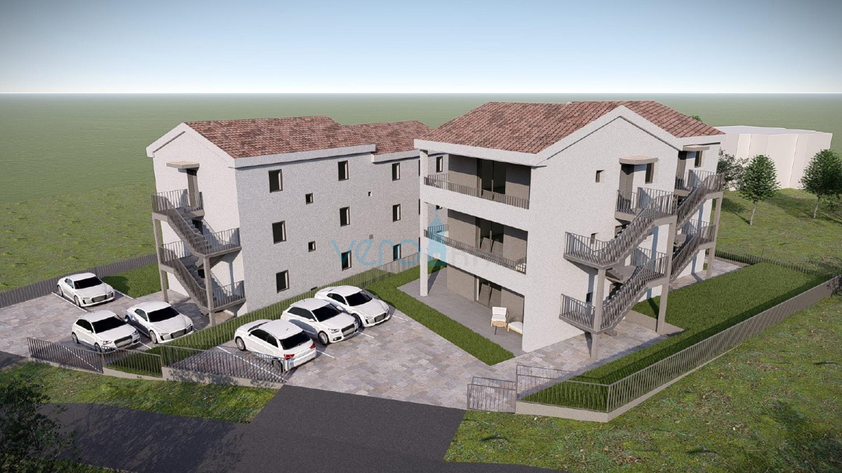 Bai Soline, isola di Krk, appartamento bilocale al piano, vista, nuova costruzione, in vendita