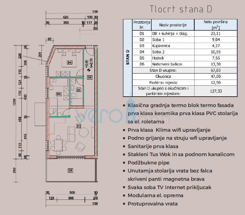 Isola di Krk, Omišalj, Appartamento al primo piano con vista, giardino, 170 m dal mare, in vendita