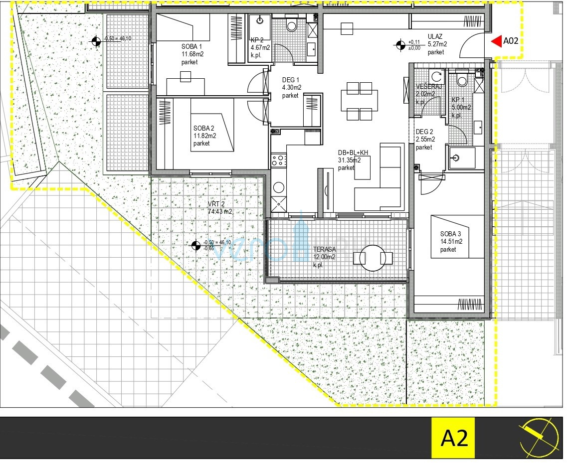 Kostrena, zona Rijeka, confortevole trilocale, vicino al mare, piano terra, in vendita