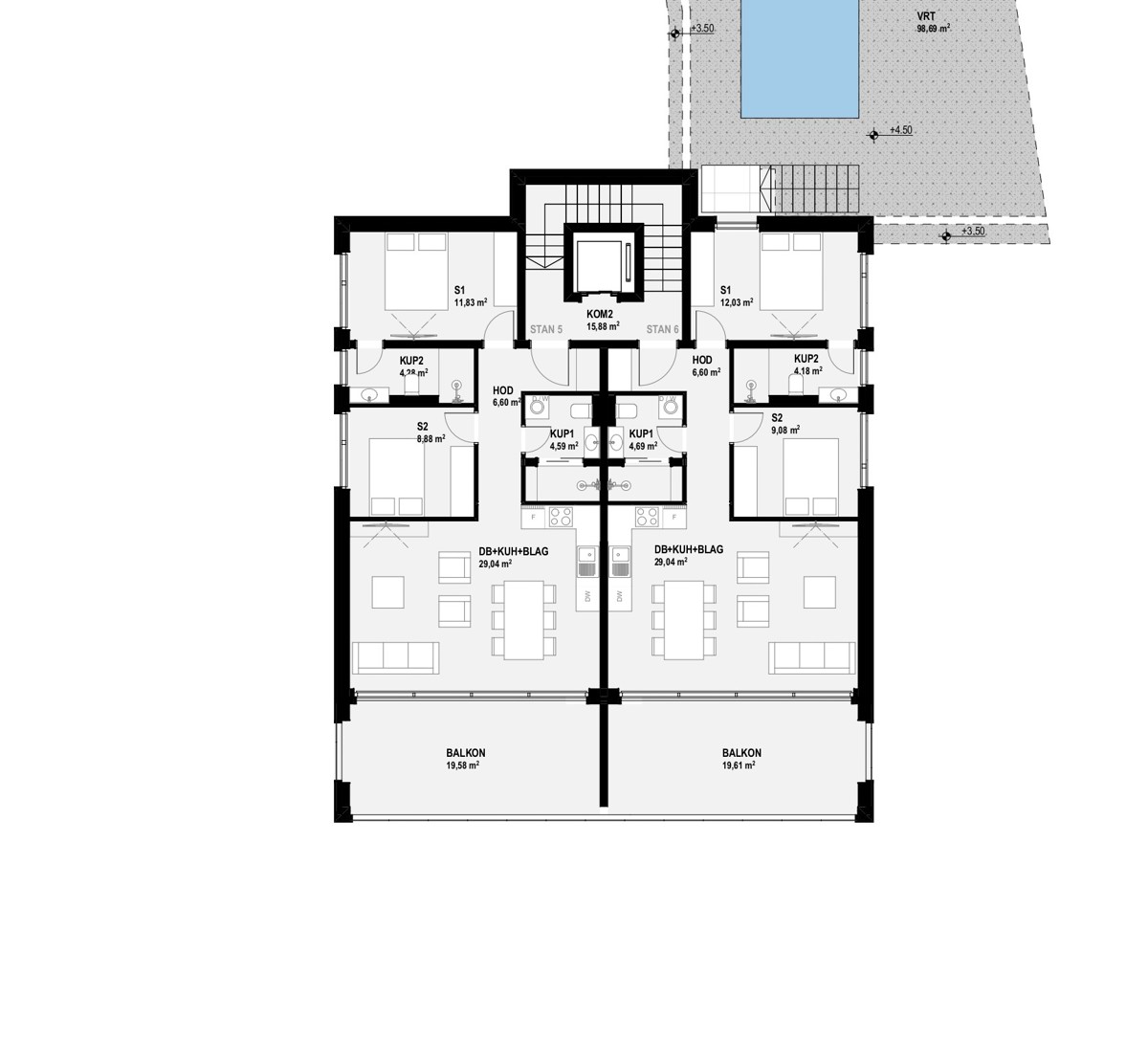 Omišalj, isola di Krk, terreno edificabile 970 m2, permesso di costruzione, seconda fila dal mare, vista, vendita