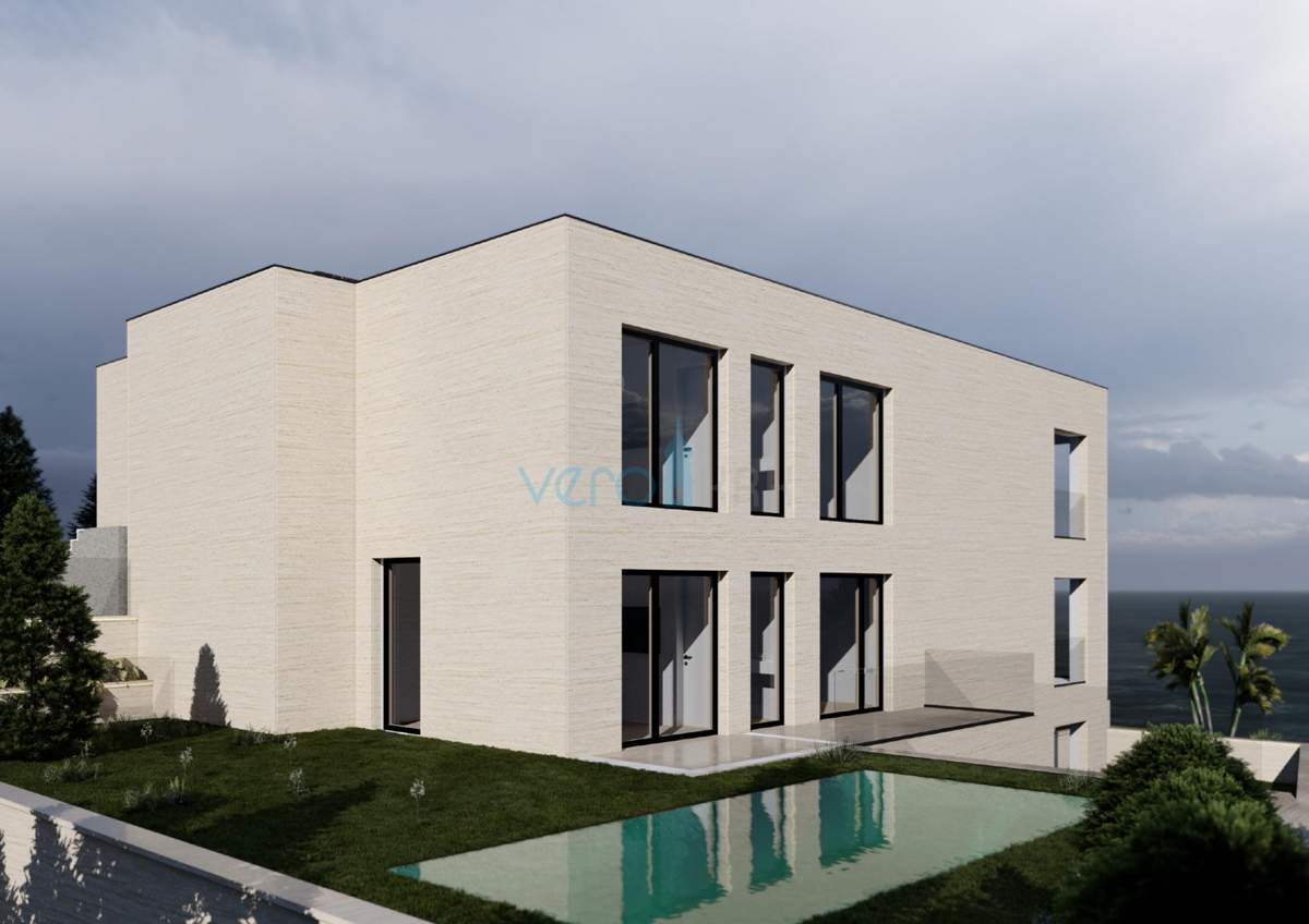 Omišalj, isola di Krk, terreno edificabile 970 m2, permesso di costruzione, seconda fila dal mare, vista, vendita