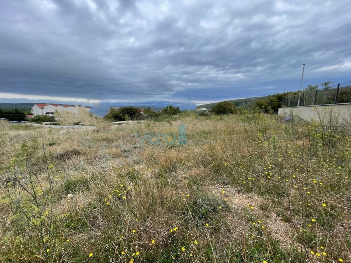 Isola di Krk, Punat, terreno edificabile attraente di 959 m2, vista, vendita
