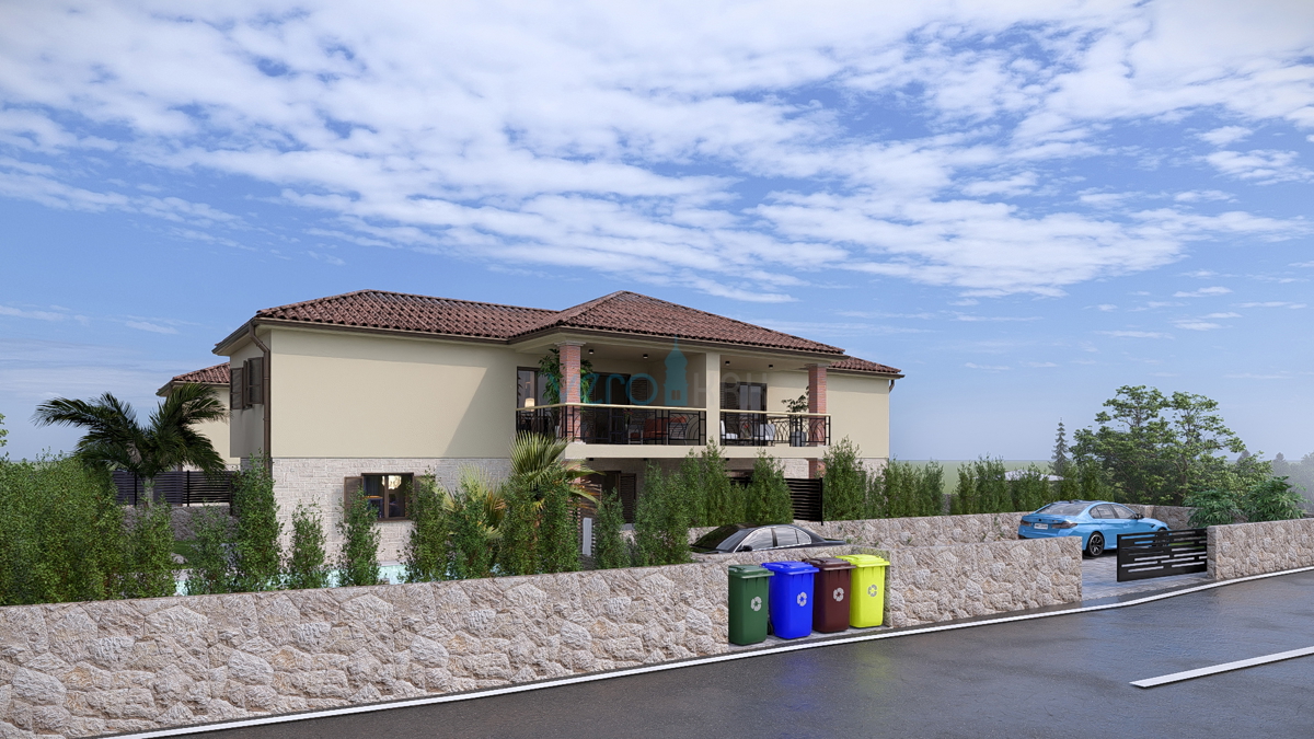 Isola di Krk, Linardići, terreno 2048 m2, progetto per resort, tre ville, vendita