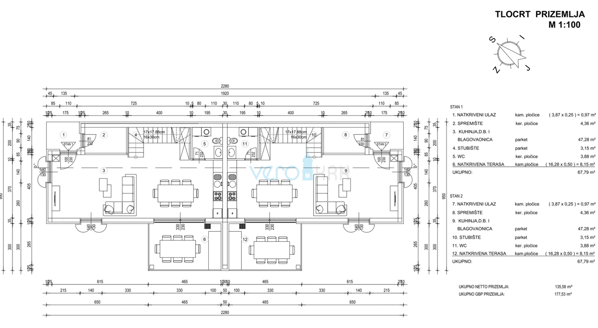 Krk, dintorni, Linardić terreno 2048m2, progetto resort, tre ville, in vendita