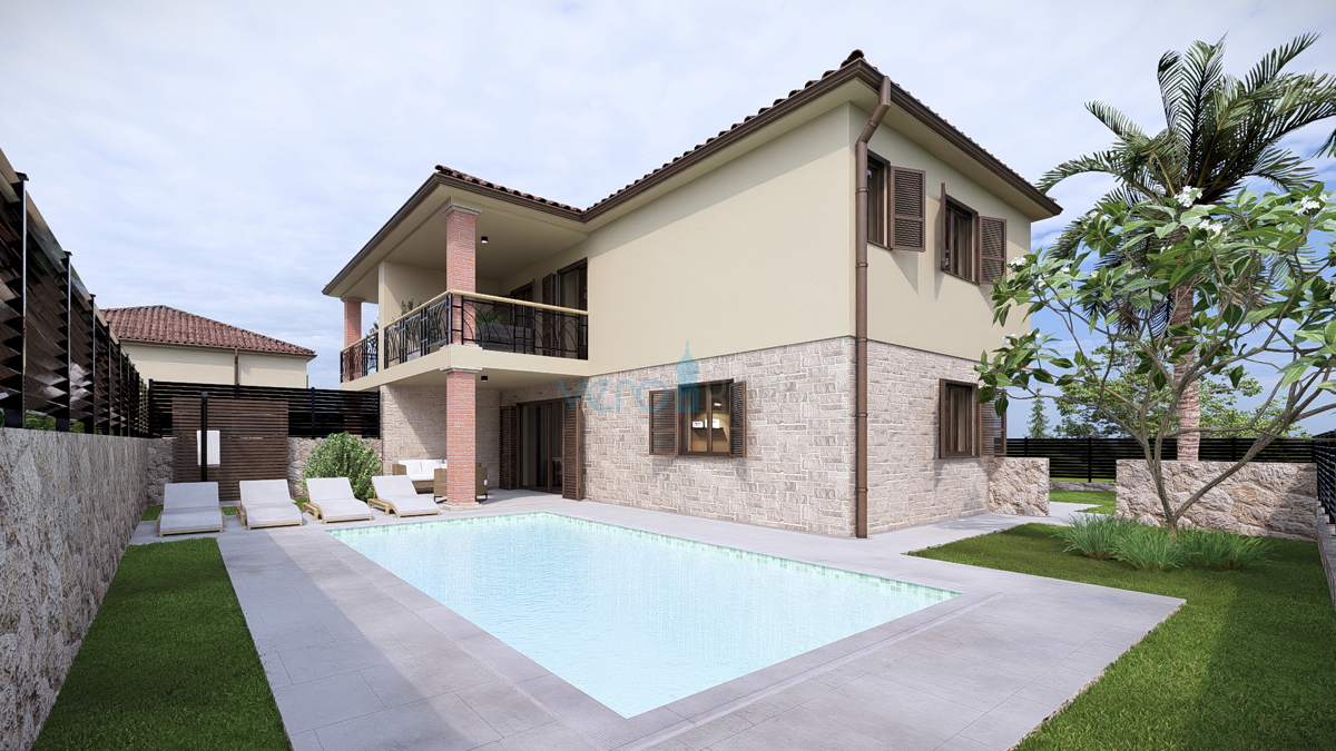 Isola di Krk, Linardići, terreno 2048 m2, progetto per resort, tre ville, vendita