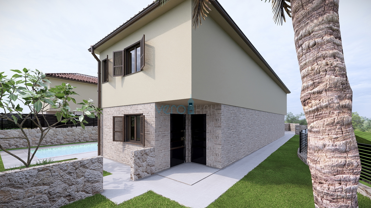 Isola di Krk, Linardići, terreno 2048 m2, progetto per resort, tre ville, vendita