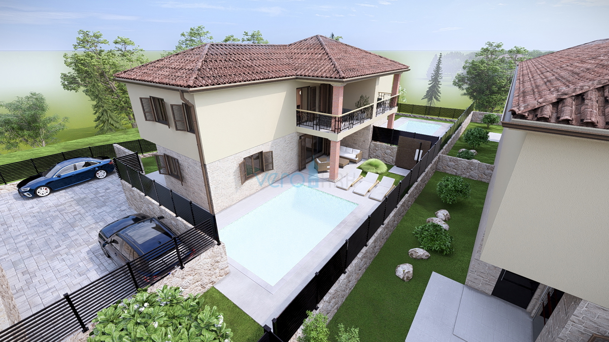 Isola di Krk, Linardići, terreno 2048 m2, progetto per resort, tre ville, vendita