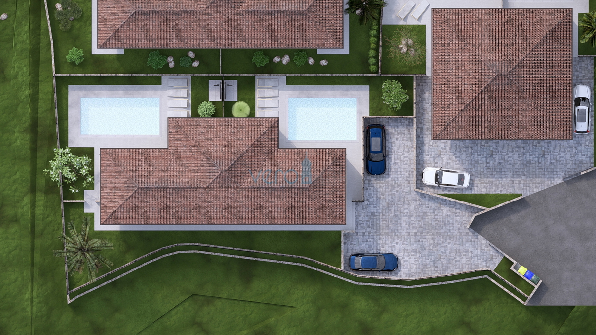 Isola di Krk, Linardići, terreno 2048 m2, progetto per resort, tre ville, vendita