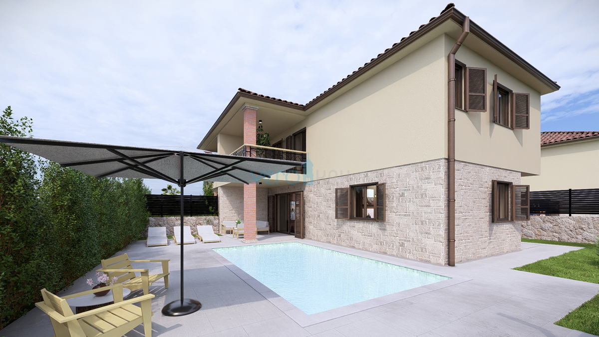 Isola di Krk, Linardići, terreno 2048 m2, progetto per resort, tre ville, vendita