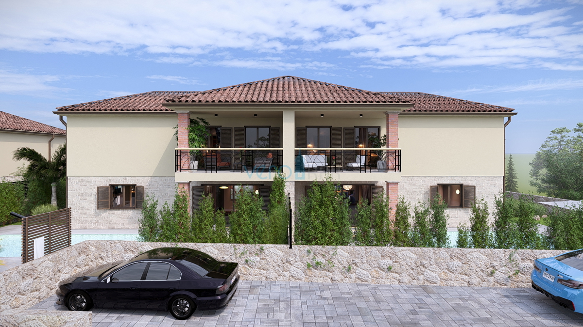 Isola di Krk, Linardići, terreno 2048 m2, progetto per resort, tre ville, vendita