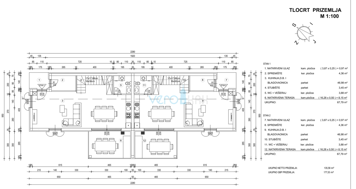 Krk, dintorni, Linardić terreno 2048m2, progetto resort, tre ville, in vendita