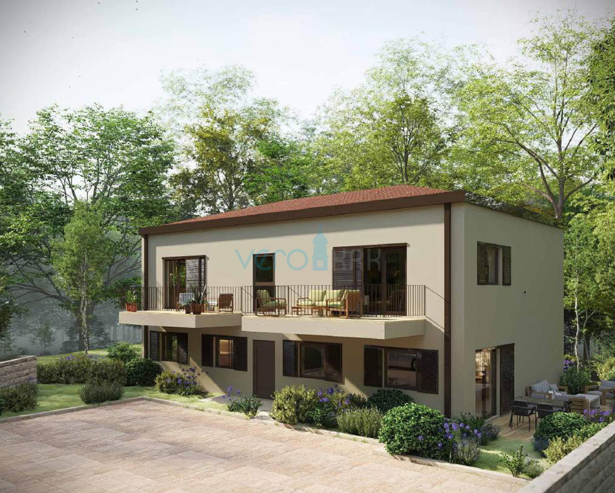 Otok Krk, Omišalj, nuova costruzione, appartamento bilocale al piano terra, giardino, ripostiglio, vendita
