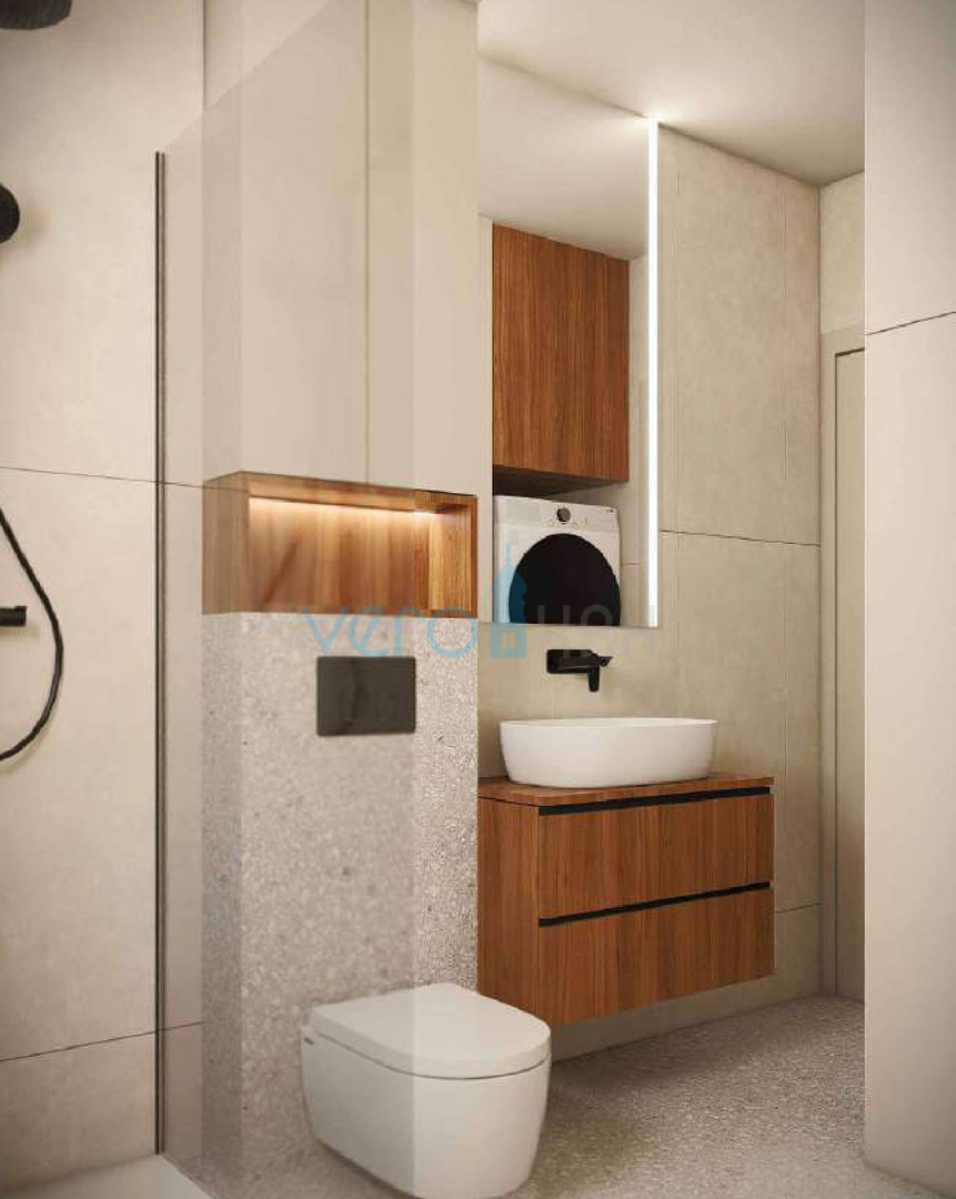 Otok Krk, Omišalj, nuova costruzione, appartamento bilocale al piano terra, giardino, ripostiglio, vendita