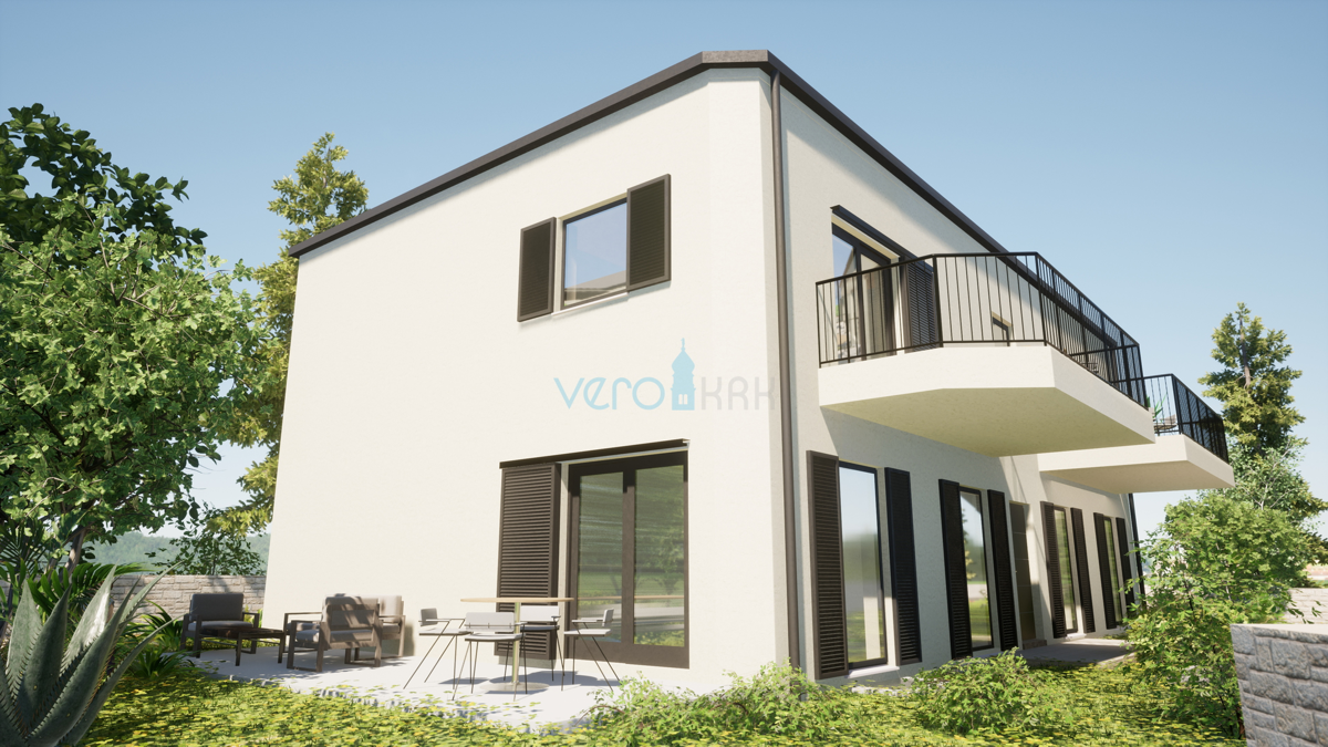 Isola di Krk, Omišalj, appartamento con 2 camere da letto al piano terra con posto auto, nuova costruzione, vendita