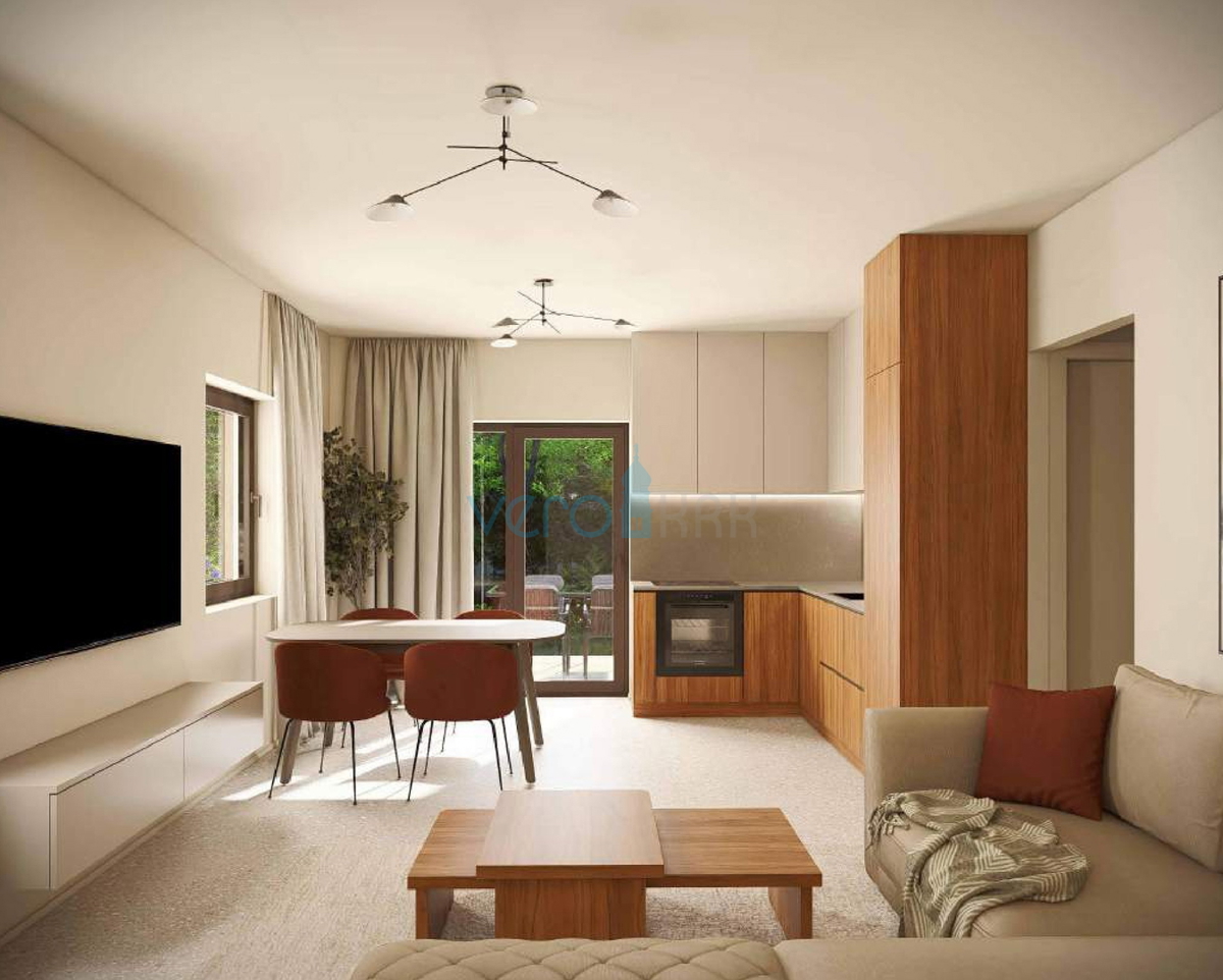 Otok Krk, Omišalj, nuova costruzione, appartamento bilocale al piano terra, giardino, ripostiglio, vendita