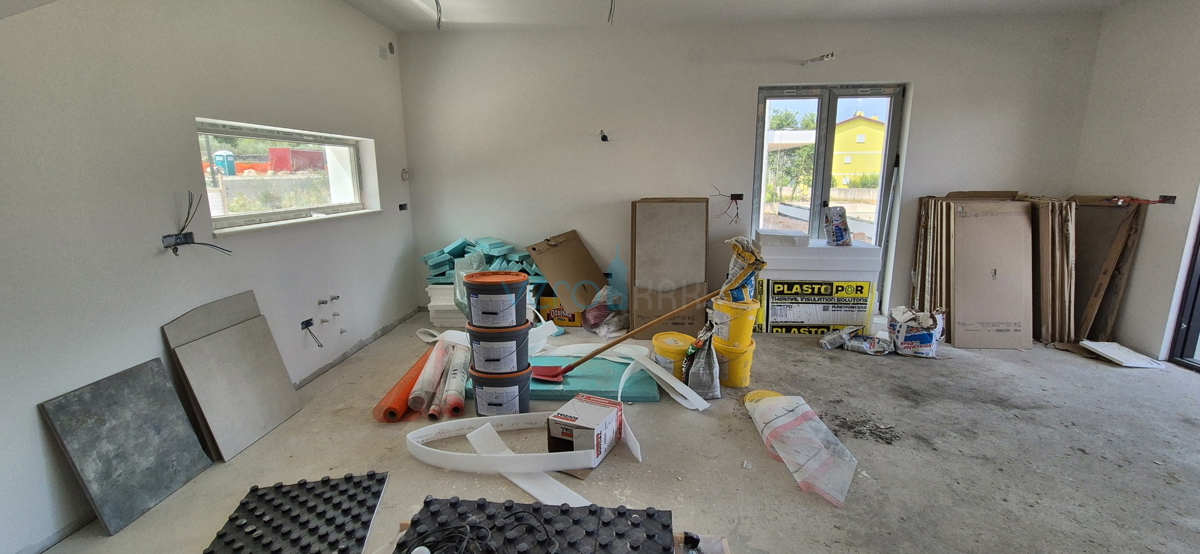 Malinska, isola di Krk, nuova costruzione, casa bifamiliare, piscina, giardino, vista