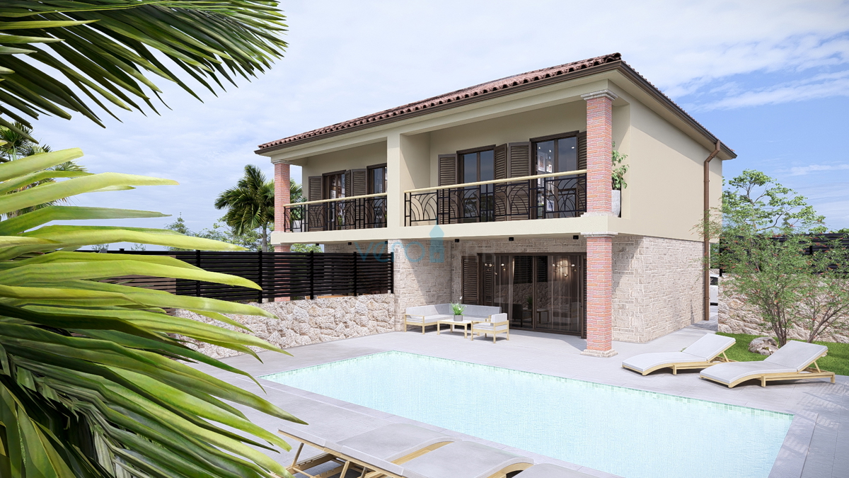 Città di Krk, periferia, terreno edificabile 604 m2, permesso di costruzione, vendita