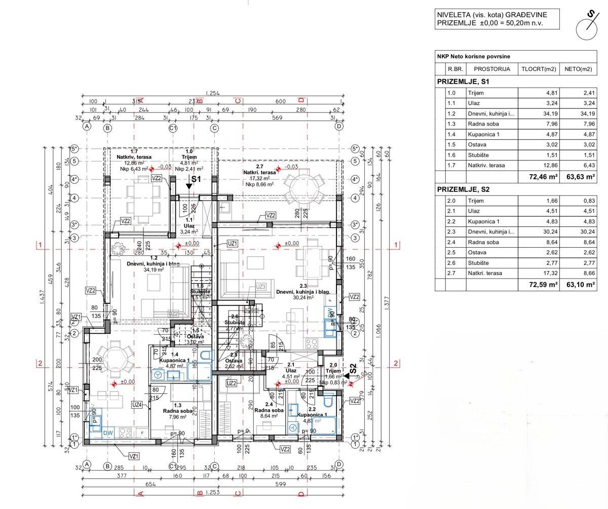 Malinska, isola di Krk, nuova costruzione, casa bifamiliare, piscina, vendita