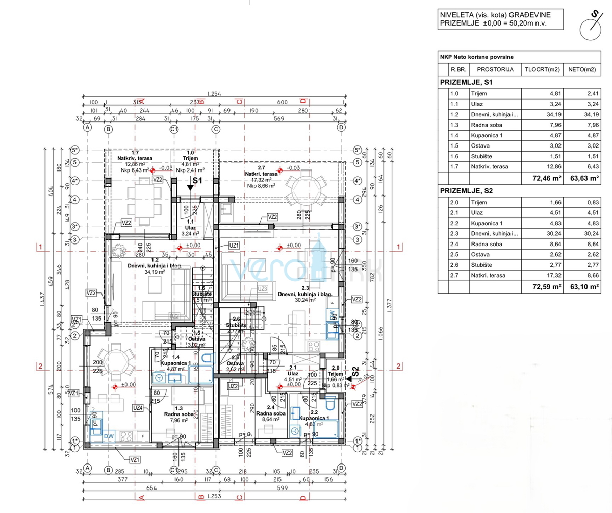 Malinska, isola di Krk, nuova costruzione, casa bifamiliare, piscina, vendita